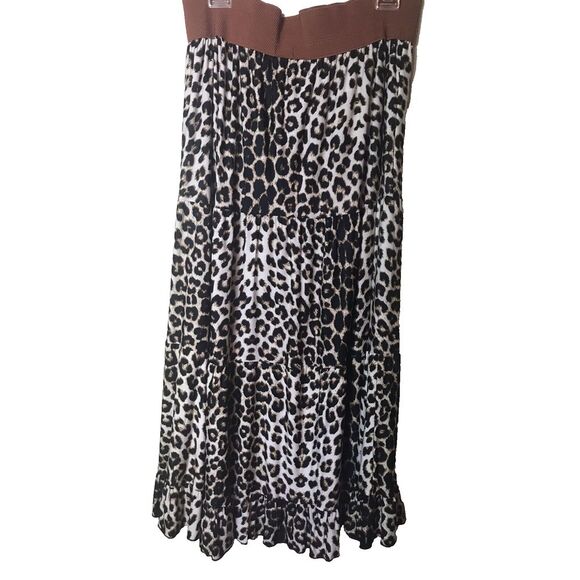 NWT Vintage Magic Women's Layered Leopard Print Skirt Wide Elastic Belt Size 2X - Picture 2 of 3